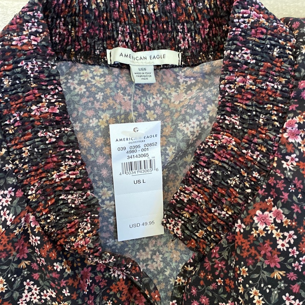American Eagle Floral Long Sleeve BOHO Dress NWT - Picture 2 of 6